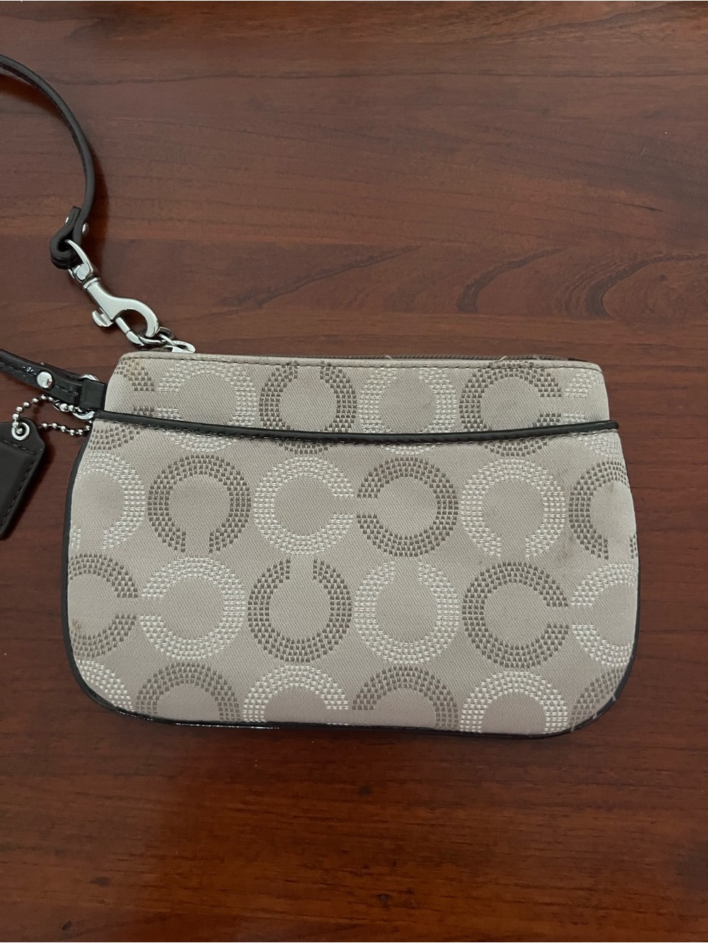 Coach Neutral Taupe/Brown Patterned Wristlet